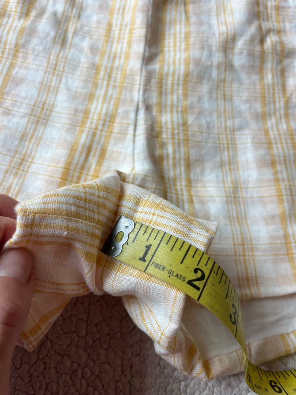 FAITHFULL 100% LINEN YELLOW PLAID SHORTS WOMENS 8 - Picture 5 of 8